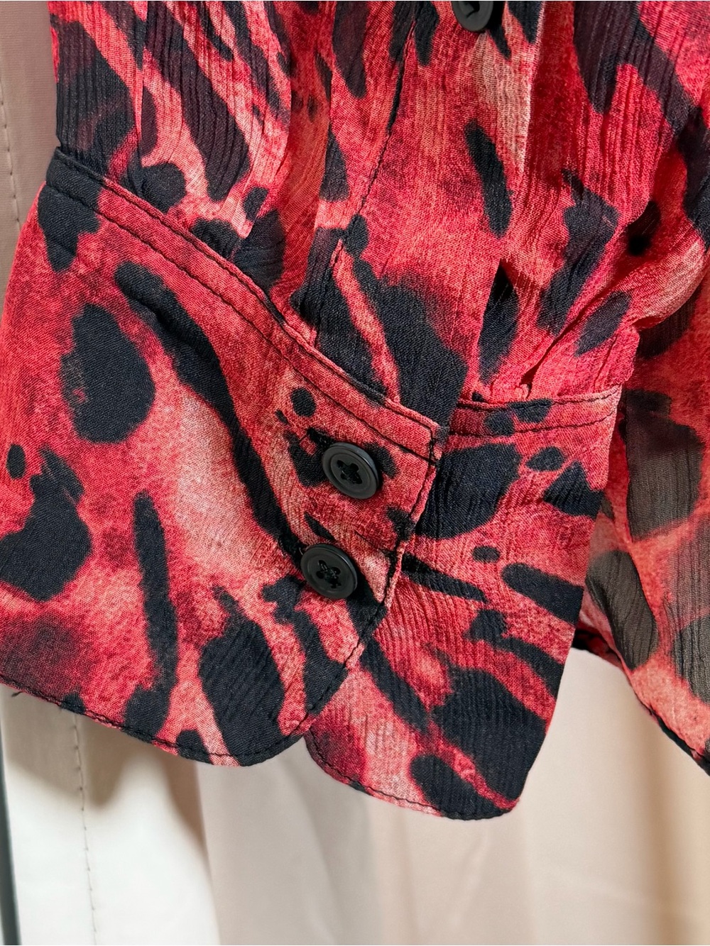 AllSaints Bernie Ambient Printed Shirt Red Black Small - Picture 10 of 12